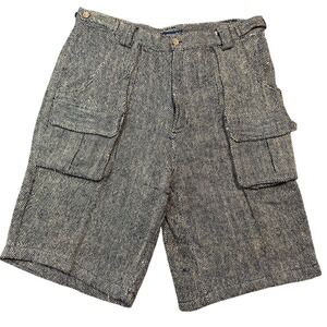 VTG FIRST DOWN Men's Cargo Shorts Size 38 Cotton Tweed Pleated Button Fly NWOT